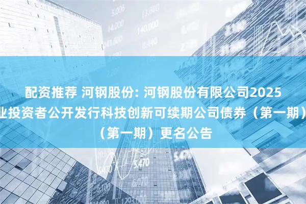配资推荐 河钢股份: 河钢股份有限公司2025年面向专业投资者公开发行科技创新可续期公司债券（第一期）更名公告