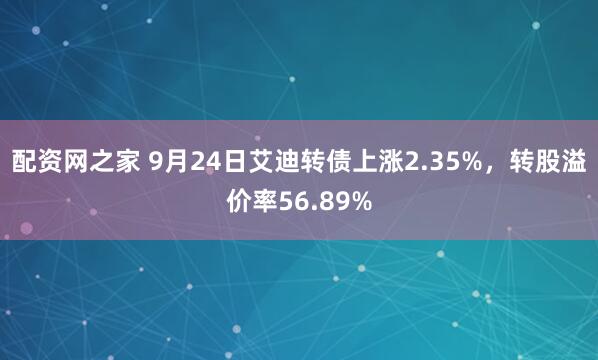 配资网之家 9月24日艾迪转债上涨2.35%，转股溢价率56.89%